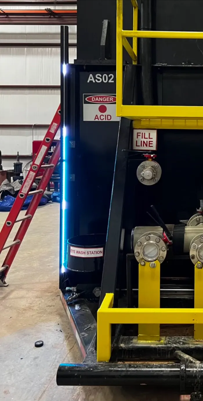 Tanks fitted with SHIELD green LED level indicators at dusk